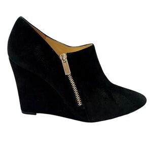 Jessica Simpson Suede Pointed Toe Ankle Wedge Heel Bootie Black